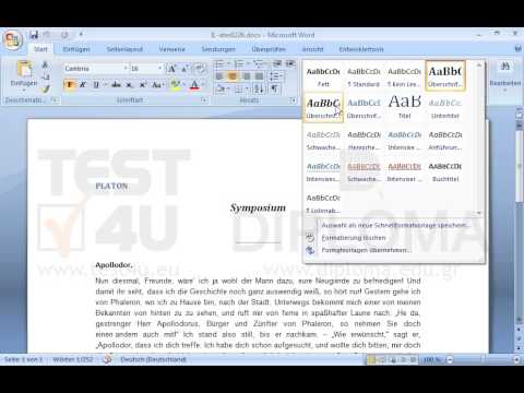 Formatieren Sie den ersten Absatz des Textes mit der Formatvorlage Überschrift 2. Formatieren Sie den ersten Absatz des Textes mit der Formatvorlage Überschrift 2.