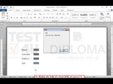 Display the help text of the textbox which appears next to the label Age. Display the help text of the textbox which appears next to the label Age.