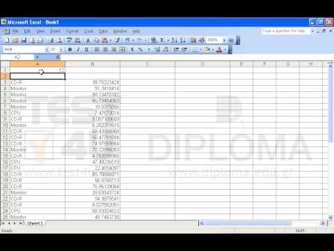 Insert the appropriate function in the cell A1 that returns how many times the value CPU is displayed in the cell range A3:A50. Insert the appropriate function in the cell B1 that returns the count of cells containing values less than or equal to 20 in the cell range B3:B50.