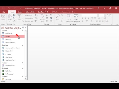 Use the month/day/year form which displays each item in two digits (e.g. 07/14/13) to set an input mask to the OrderDate field of the Orders table. Save and close the table.