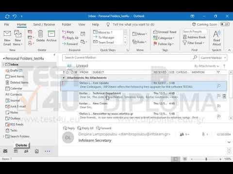 Delete all email messages that contain file attachments from your Inbox.