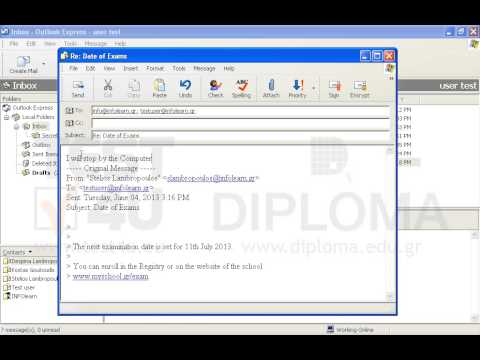 Reply to all recipients appearing in the message with subject Date of Exams located in your Inbox. Make sure you insert the text I will stop by the Computer School at the beginning of the new message.