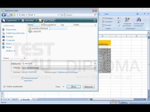 Speichern Sie die aktive Arbeitsmappe unter dem Namen meinBuch1 in einem neuen Ordner, den Sie unter dem Namen meineExcelDateien im Ordner IL-ates\Excel auf dem Desktop erstellen. 