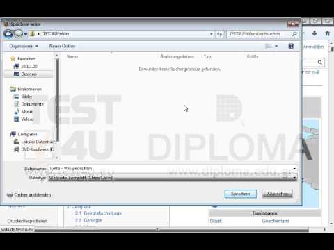 Speichern Sie die aktuelle Webseite im Ordner TEST4UFolder, der sich auf dem Desktop befindet, als komplette Webseite unter dem Namen test.htm
