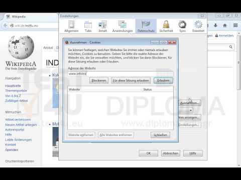 Stellen Sie Mozilla Firefox so ein, dass die Cookies der Website www.infolearn.gr zugelassen werden. 