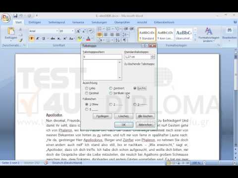 Setzen Sie auf dem Absatz Apollodor einen rechtsbündigen Tabstopp auf 9 cm. Der Text soll in diesem Tabstopp enden.