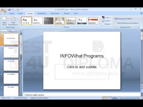 On the current presentation apply a theme of your choice.