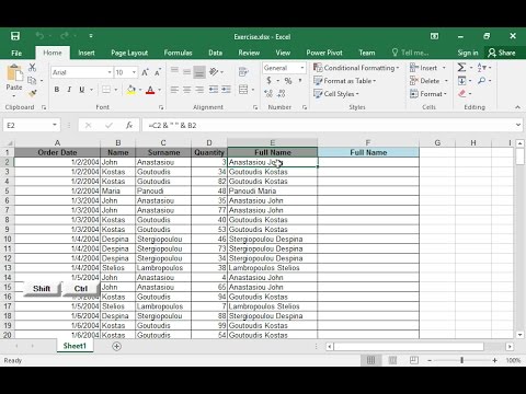 Copy the full names of the clients to the cell range F2:F201 without copying the functions.