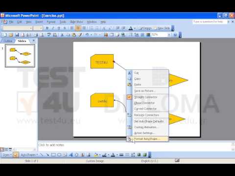 Change the connecting arrow between the objects TEST4U and preparatory into straight connecting line, the arrow begin type to no arrow and the arrow end type to arrow. Then delete the connecting arrow between the objects cert4u and video lessons.