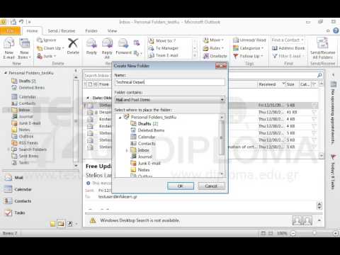 Create a subfolder under the name Technical Department in your Inbox and open it. Create a subfolder under the name Technical Department in your Inbox and open it.