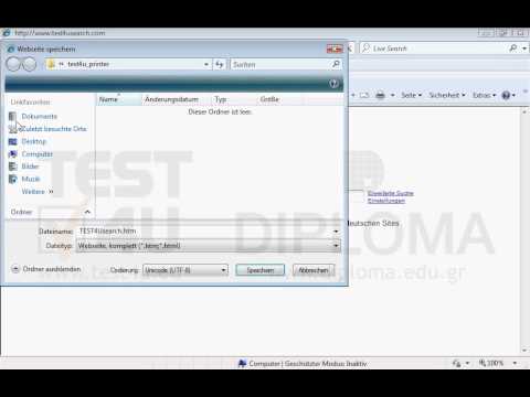 Speichern Sie die aktuelle Webseite im Ordner TEST4U_IE, der sich auf dem Desktop befindet, als komplette Webseite unter dem Namen test.htm Speichern Sie die aktuelle Webseite im Ordner TEST4U_IE, der sich auf dem Desktop befindet, als komplette Webseite unter dem Namen test.htm