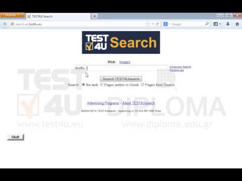 Find information on the Net about the keyword test4u
The results should not include pages displaying the text INFOlearn
Before you submit your answer, make sure that the result page is displayed.
