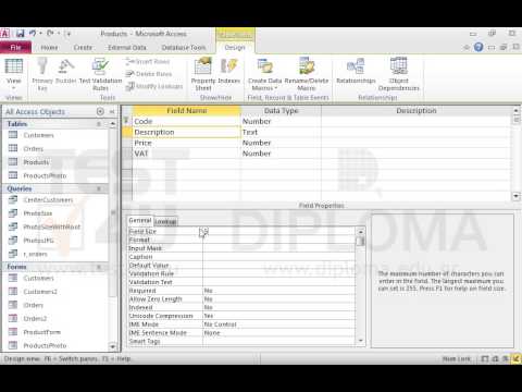 In the Products table change the size of the Description field to 5 characters. Open the table in Datasheet View.