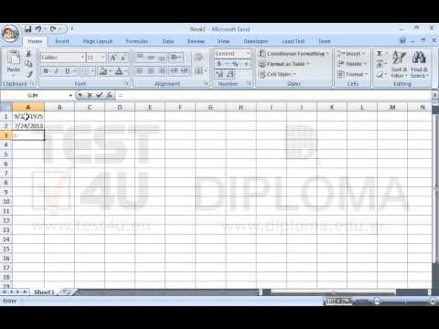 Insert your birthday date in the cell A1. Insert a function in the cell A2 that always displays the current date. Insert a function in the cell A3 that displays the number of the days you have lived. Format the cell A3 in Number category with a thousand separator and without decimals.