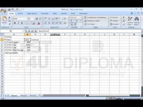 The current document includes an embedded worksheet. Navigate to the cell B2 and change the text Quest into Questions
Make sure that the entire column B is displayed without changing the width of the rest of the columns. The current document includes an embedded worksheet. Navigate to the cell B2 and change the text Quest into Questions
Make sure that the entire column B is displayed without changing the width of the rest of the columns.