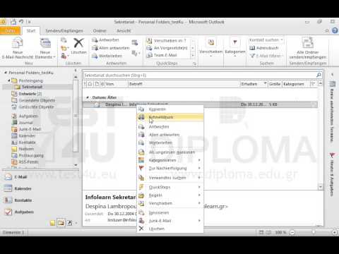 Drucken Sie die Nachricht mit dem Betreff Infolearn Sekretariat, die sich im Ordner Sekretariat (Unterordner des Ordners Posteingang) befindet, auf dem Standarddrucker aus. Drucken Sie die Nachricht mit dem Betreff Infolearn Sekretariat, die sich im Ordner Sekretariat (Unterordner des Ordners Posteingang) befindet, auf dem Standarddrucker aus.