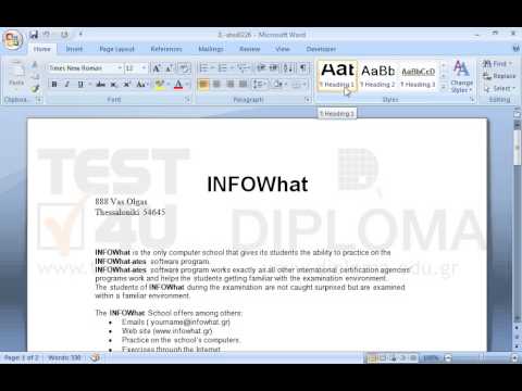 Apply Heading 1 style to the first paragraph with the text (INFOWhat). Apply Heading 1 style to the first paragraph with the text (INFOWhat).