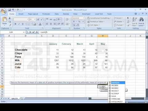 Navigate to the cell H17 of the active worksheet and use the appropriate function to display the total of the cell range H6:H9. Navigate to the cell H17 of the active worksheet and use the appropriate function to display the total of the cell range H6:H9.