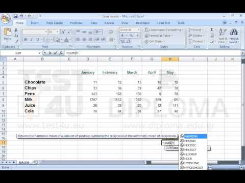 Navigate to the cell H17 of the active worksheet and use the appropriate function to display the total of the cell range H6:H9.