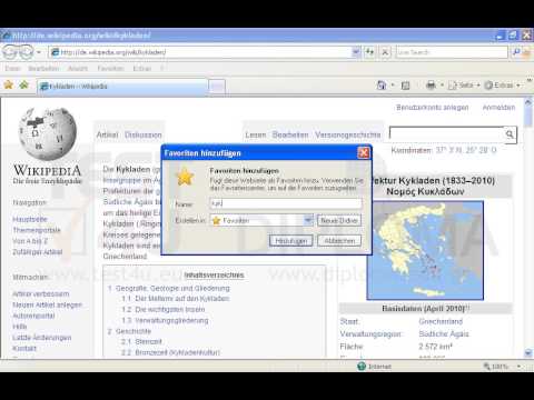Fügen Sie die aktuelle Webseite zu den Favoriten unter dem Namen kykladen hinzu. 