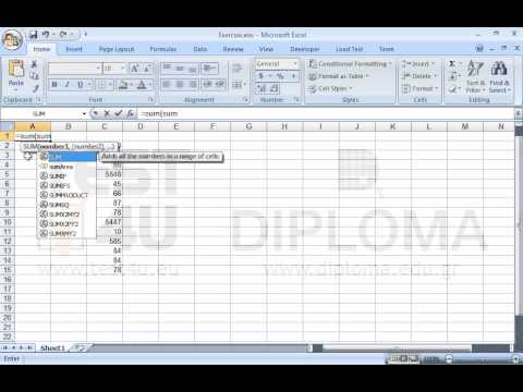 Calculate the sum of the cell range called sumArea in the cell A1 using the appropriate function. Calculate the sum of the cell range called sumArea in the cell A1 using the appropriate function.