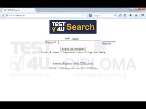 Search for all websites displaying the phrase Olympic Games Athens 2004
Before you submit your answer, make sure that the result page is displayed.