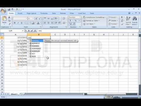 Format the cell range B1:B10 so that numbers are displayed with 4 decimal places and a thousand separator. Then insert the appropriate function in this cell range to display the difference in days between the date in column A and the current date and time. Format the cell range B1:B10 so that numbers are displayed with 4 decimal places and a thousand separator. Then insert the appropriate function in this cell range to display the difference in days between the date in column A and the current date and time.