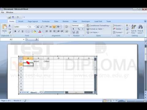 Insert a 3x3 Microsoft Excel spreadsheet in the current document with the following data:

WordOther
20028020
20039010
