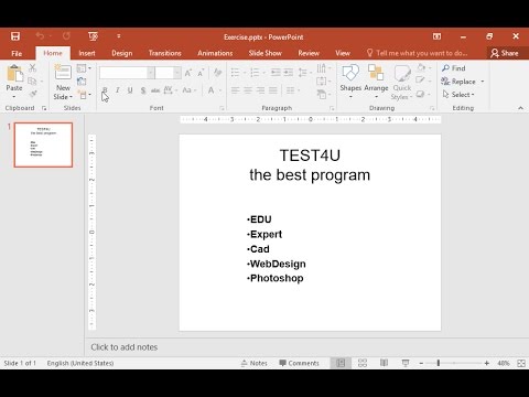 Insert the test4u.gif image stored in the IL-ates\PowerPoint folder of your desktop on the right of the bulleted list. Then rotate (flip) the image vertically.