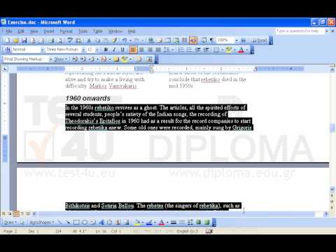 Modify the document so that it is identical to the Exercise.pdf file saved in the IL-ates\Word folder on your Desktop.
Help: you can use any font color for comments and any margins for the document.
Set the border width of the formatted paragraph beginning In 1871... above 2pt. 
Create a new style with the name NewStyle based on the style Heading 1 using Verdana 14pt for font and any font color except for black and apply it on the paragraph beginning with the phrase  The origins - ... as well as on other paragraphs of the same style which appear in Exercise.pdf file. 
 It is not necessary to change the font of the document, unless you are asked to.