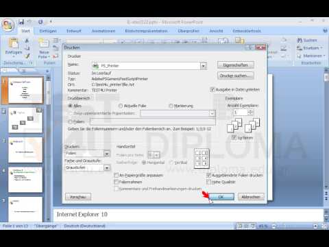 Drucken Sie die gesamte Präsentation auf dem Standarddrucker in einer Datei unter dem Namen meindruck6.prn im Ordner TEST4UFolder, der sich auf dem Desktop befindet aus. Drucken Sie die gesamte Präsentation auf dem Standarddrucker in einer Datei unter dem Namen meindruck6.prn im Ordner TEST4UFolder, der sich auf dem Desktop befindet aus.
