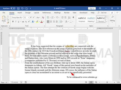 Set first line indentation in 0,5" to the paragraph which begins with the text It has been suggested that the origins of rebetiko... Set first line indentation in 0,5" to the paragraph which begins with the text It has been suggested that the origins of rebetiko...