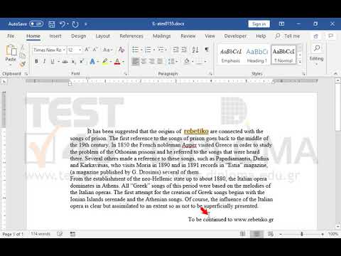 Set first line indentation in 0,5" to the paragraph which begins with the text It has been suggested that the origins of rebetiko... 