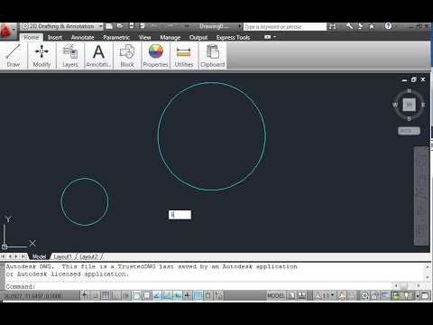 Insert the four tangent lines between the two circles. Save the drawing.