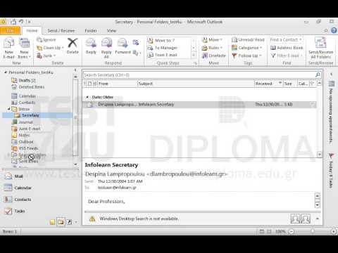 Move the Secretary subfolder from your Inbox into the Sent Items folder. Move the Secretary subfolder from your Inbox into the Sent Items folder.