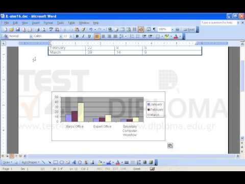Select the 4 last rows of the table displayed on the Word document and copy them.
Íavigate to the Excel workbook and paste the data to the cell range E10:H13 of the first sheet.
Then use the data contained in the cell range E10:H13 to create a Clustered Column chart. Navigate back to the Word document, delete the existing chart and replace it with the chart you have just created.
Save the Word document using the name summary.doc in IL-ates\Files folder on the desktop, attach it to a new email message with the subject Chart and send it to the sales@infolearn.gr address. Select the 4 last rows of the table displayed on the Word document and copy them.
Íavigate to the Excel workbook and paste the data to the cell range E10:H13 of the first sheet.
Then use the data contained in the cell range E10:H13 to create a Clustered Column chart. Navigate back to the Word document, delete the existing chart and replace it with the chart you have just created.
Save the Word document using the name summary.doc in IL-ates\Files folder on the desktop, attach it to a new email message with the subject Chart and send it to the sales@infolearn.gr address.