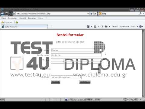 Navigieren Sie zur entsprechenden Seite, um eine Bestellung zu machen. Füllen Sie im Bestellungsformular folgende Daten aus:
Vorname: Kostas
Nachname: Goutoudis
E-Mail: info@test4u.gr
Postanschrift: Pindoustraße 6 
Service: Jährliches Abonnement
Senden Sie dann Ihre Bestellung ab. 