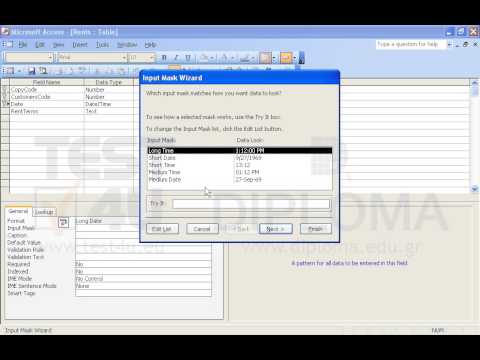 Change the Date field format of the open table to Long date and the input mask into Short date. Save and close the table. Change the Date field format of the open table to Long date and the input mask into Short date. Save and close the table.