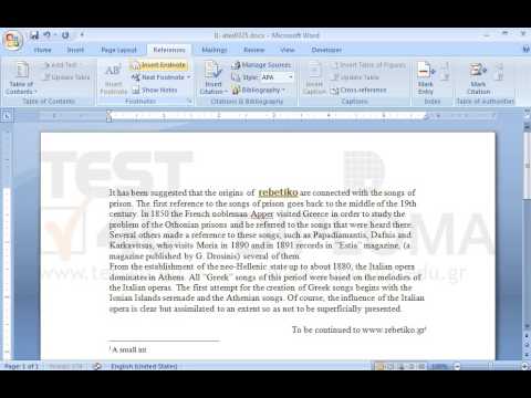 Insert an endnote on the right of the phrase www.rebetiko.gr with the text A small introduction to rebetiko music Insert an endnote on the right of the phrase www.rebetiko.gr with the text A small introduction to rebetiko music