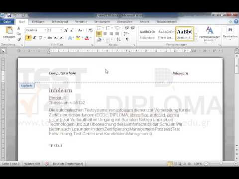 Löschen Sie den Text Computerschule aus der Kopfzeile des Dokuments. 