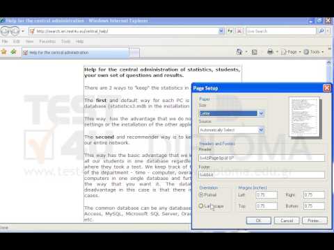 Change the orientation of the printed page into Landscape and then print the page to the default printer. Change the orientation of the printed page into Landscape and then print the page to the default printer.