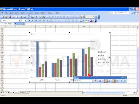 Modify the chart so that data series are derived from the worksheet columns.