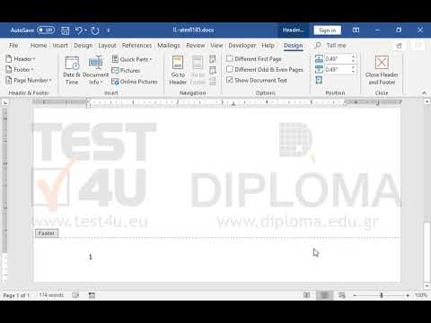 Display the total number of the document pages at the center of the footer. Display the total number of the document pages at the center of the footer.