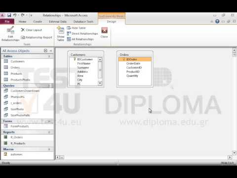 Create a relationship between the IDCustomer field of the Customers table and the CustomerID field of Orders table. Enable the referential integrity.