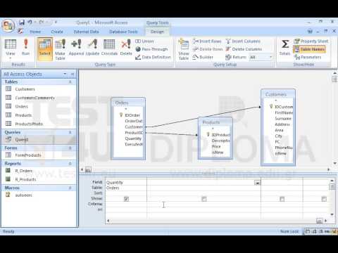 Insert a new field in Query1. Create a new expression that will display the result of the calculation between the isNew fields of the Products and Customers tables using the AND operator. Use the text isnewresult as name for the new field. Save the query.