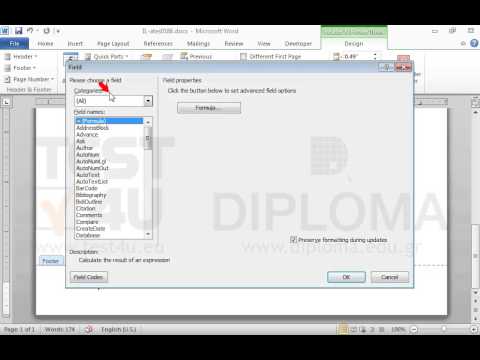 At the center of the Footer display the creation date of the document At the center of the Footer display the creation date of the document