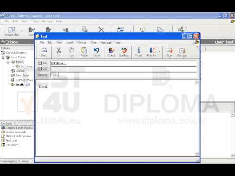 Create a new email message with subject Test and enter the text The first exercise in the main body of the message and send it to the INFOlearn contact group.