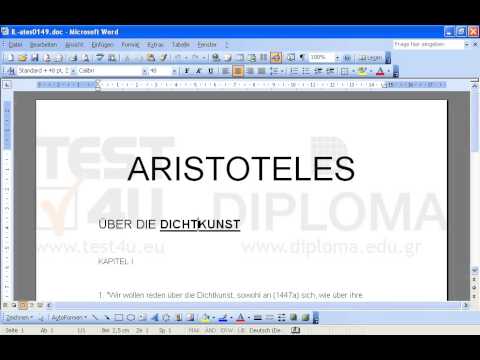 Richten Sie den Absatz, der mit dem Text ÜBER DIE DICHTKUNST beginnt, zentriert aus. Richten Sie den Absatz, der mit dem Text ÜBER DIE DICHTKUNST beginnt, zentriert aus.