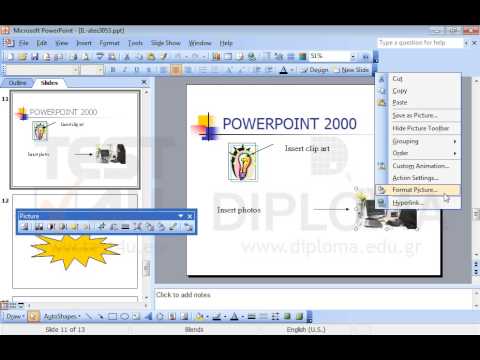 Adjust the size of the graphic (photograph) which appears on the slide titled POWERPOINT 2000 up to 70% of its original size.
