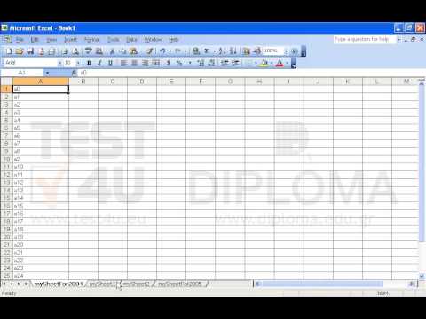 Set the order of the sheets as follows:
1) mySheetFor2004
2) mySheet2
3) mySheetFor2005
4) mySheet1. Set the order of the sheets as follows:
1) mySheetFor2004
2) mySheet2
3) mySheetFor2005
4) mySheet1.